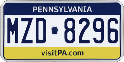 PA license plate MZD8296