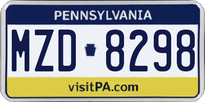 PA license plate MZD8298