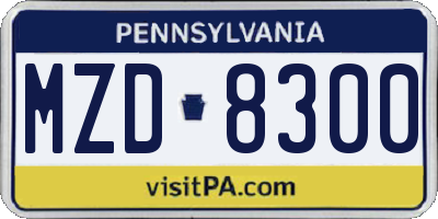 PA license plate MZD8300