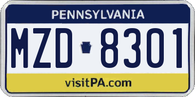 PA license plate MZD8301