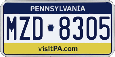 PA license plate MZD8305