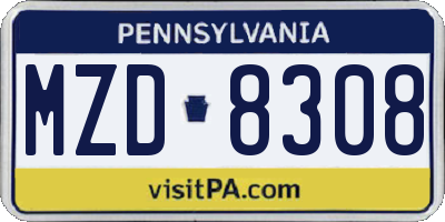PA license plate MZD8308