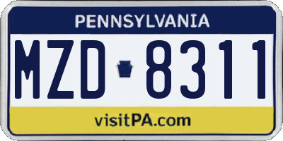 PA license plate MZD8311