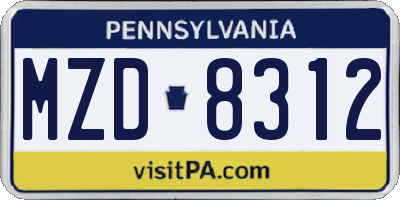 PA license plate MZD8312