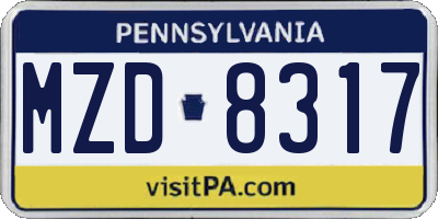 PA license plate MZD8317