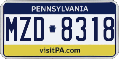 PA license plate MZD8318
