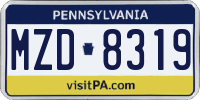 PA license plate MZD8319