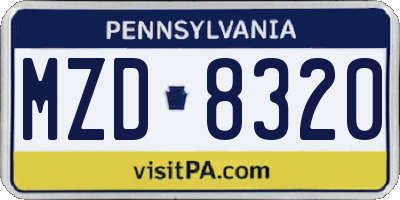PA license plate MZD8320