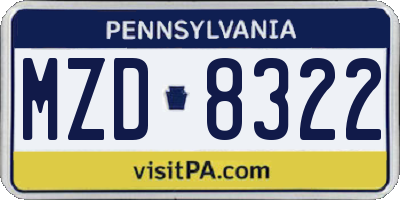 PA license plate MZD8322