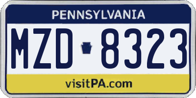 PA license plate MZD8323