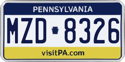 PA license plate MZD8326