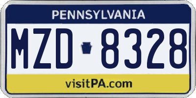 PA license plate MZD8328