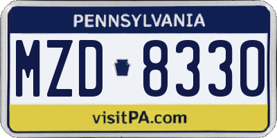 PA license plate MZD8330