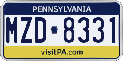 PA license plate MZD8331