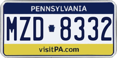 PA license plate MZD8332