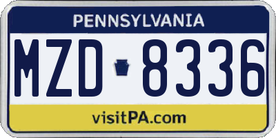 PA license plate MZD8336
