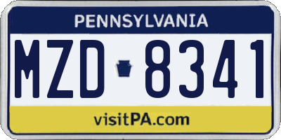 PA license plate MZD8341