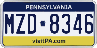 PA license plate MZD8346