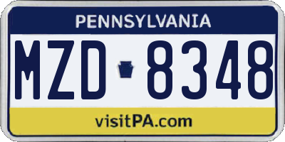 PA license plate MZD8348
