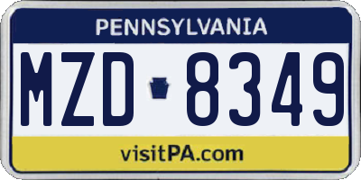 PA license plate MZD8349