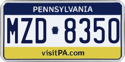 PA license plate MZD8350