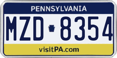 PA license plate MZD8354