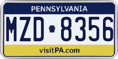 PA license plate MZD8356