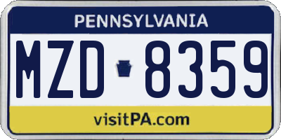 PA license plate MZD8359