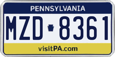 PA license plate MZD8361