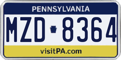 PA license plate MZD8364