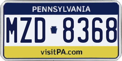 PA license plate MZD8368
