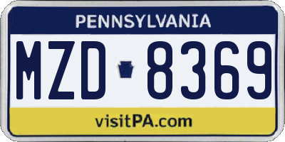 PA license plate MZD8369