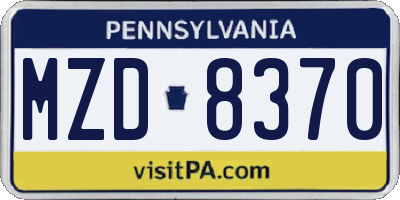 PA license plate MZD8370