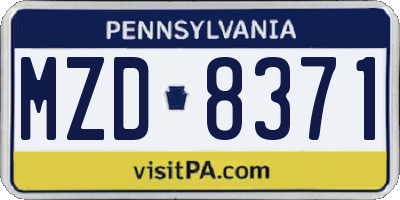 PA license plate MZD8371