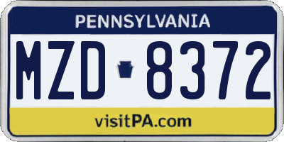 PA license plate MZD8372
