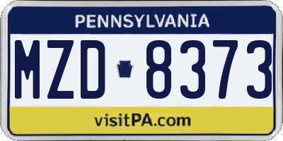 PA license plate MZD8373