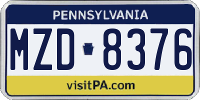 PA license plate MZD8376