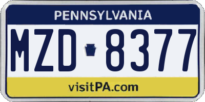PA license plate MZD8377