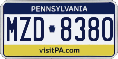 PA license plate MZD8380