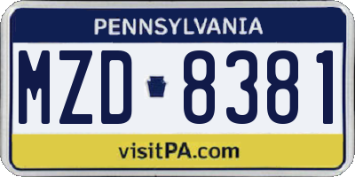 PA license plate MZD8381