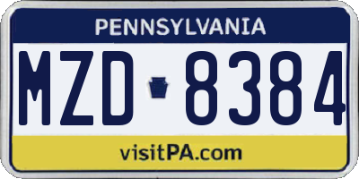 PA license plate MZD8384