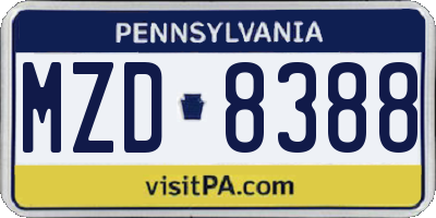 PA license plate MZD8388