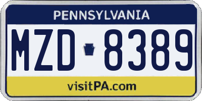 PA license plate MZD8389