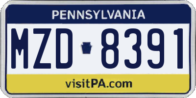 PA license plate MZD8391