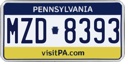 PA license plate MZD8393