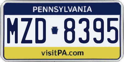 PA license plate MZD8395