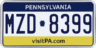 PA license plate MZD8399