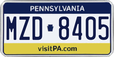 PA license plate MZD8405