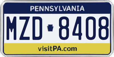 PA license plate MZD8408