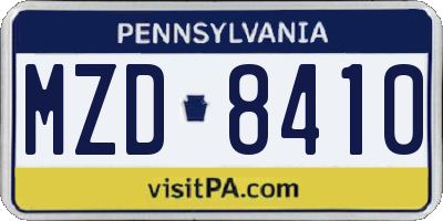PA license plate MZD8410